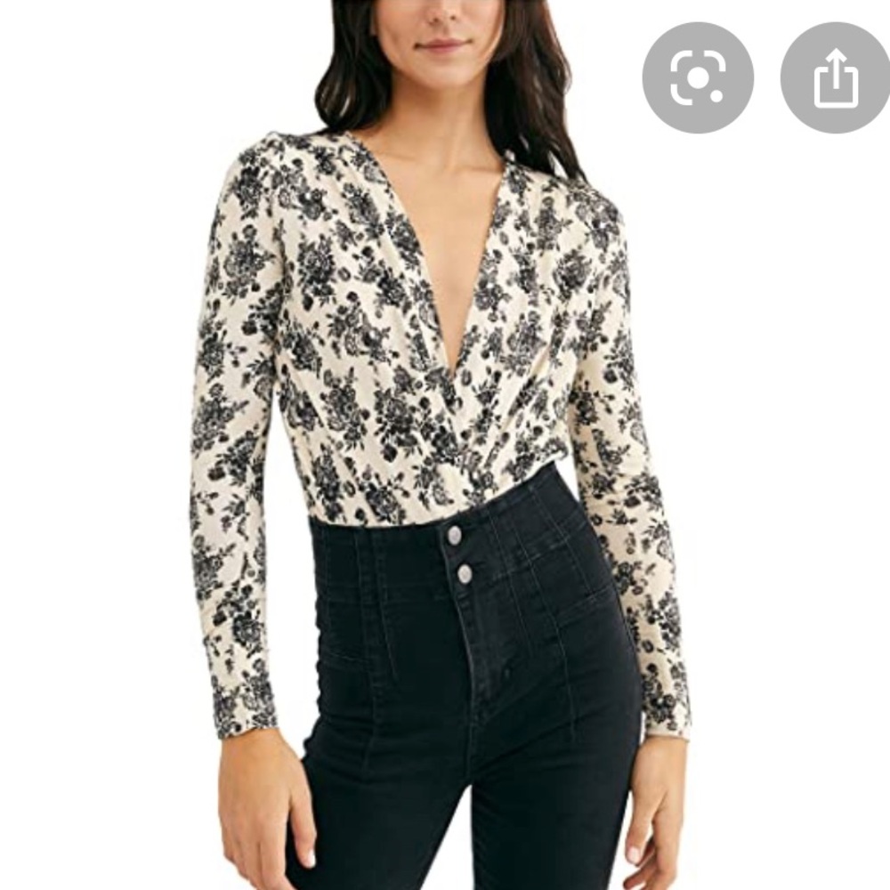 Free People printed turnt bodysuit